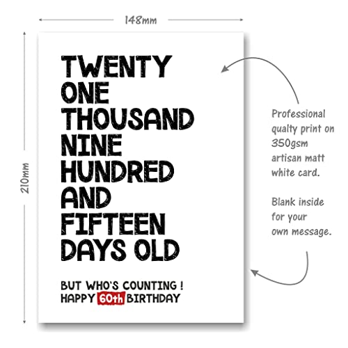Funny 60th Birthday Card - 21915 Days Old But Who's Counting - Image 2