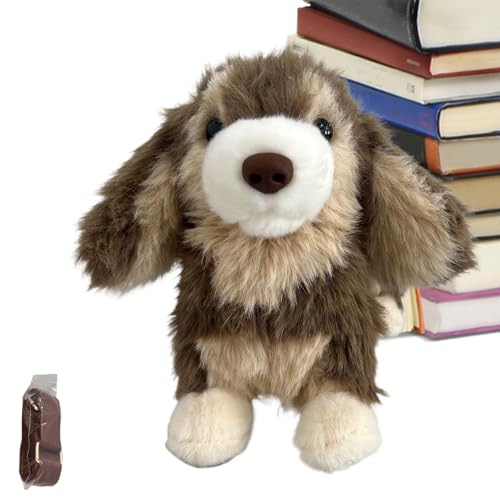 Sac en forme de chien réaliste en fourrure pour voyage et école