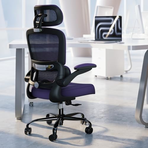 Image of TRALT Office Chair Ergonomic Desk Chair, 330 LBS Home Mesh Office Desk Chairs with Wheels, Comfortable Gaming Chairs (1, Violet)