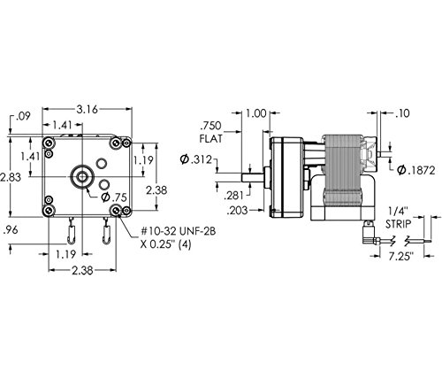 Dayton 1MBF4 AC Gear Motor, 2.2 RPM, Open, 115V
