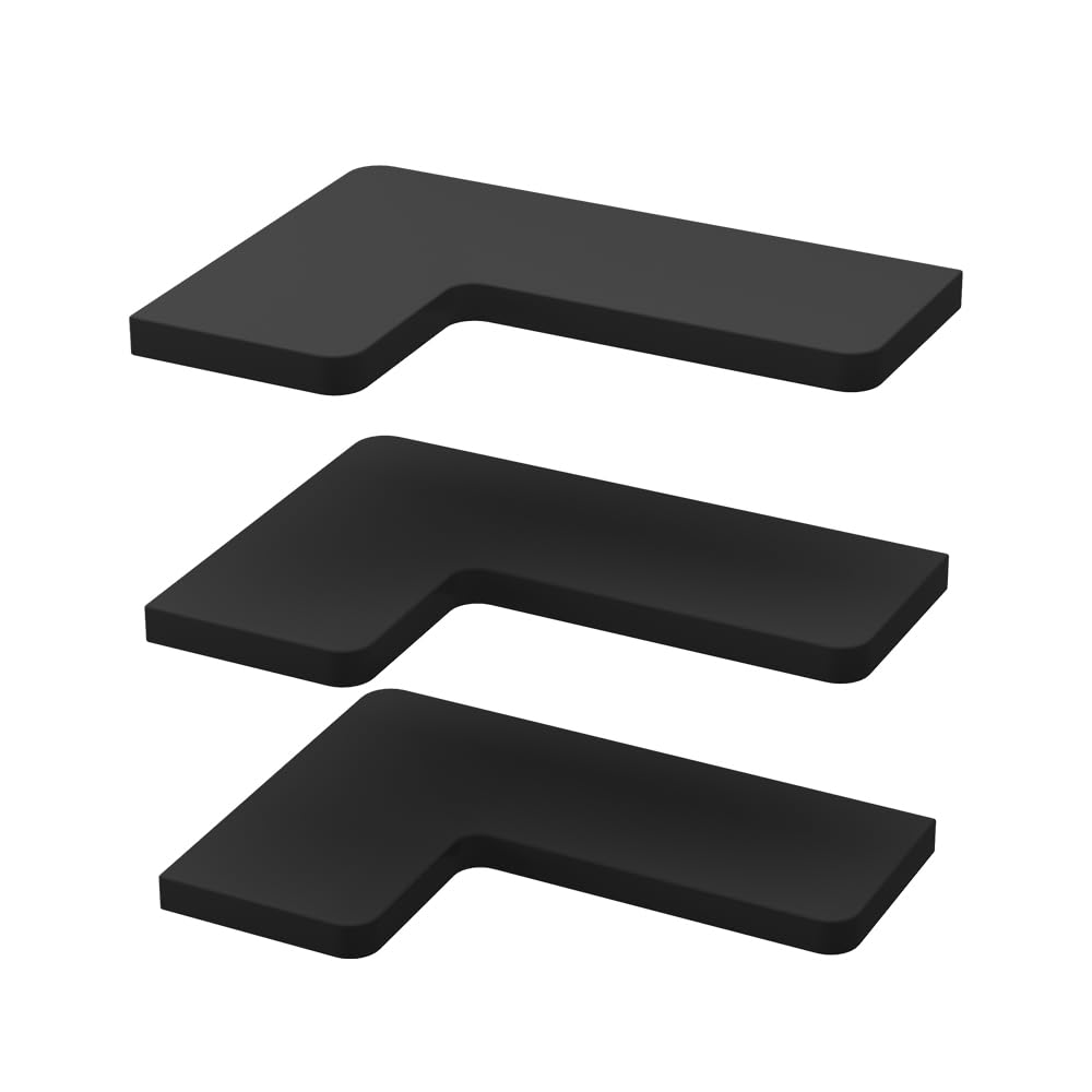 Vicco Estantería esquinera Curva, Negro, 40.5 x 2.5 cm Lote de 3, Apto para Montaje en Pared para un Almacenamiento Que Ahorra Espacio