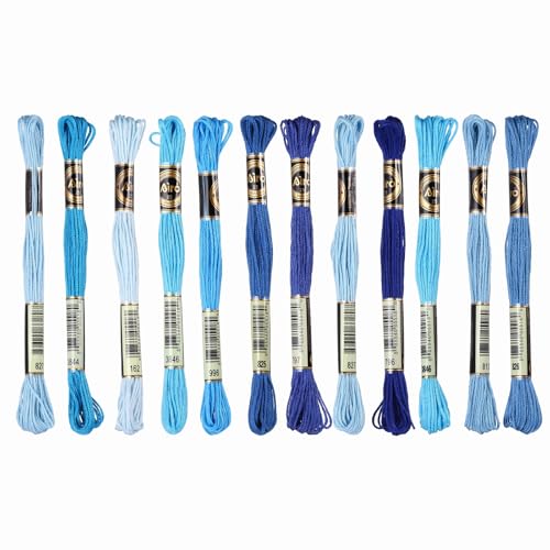 Image of PATIKIL 12 Skeins Embroidery Floss Polyester Embroidery Threads Bracelets String for Cross-Stitch Hand Embroidery, Dark Blue