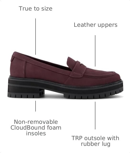 Image of TOMS Womens Cara Slip On Lug Sole Casual Loafers - BlackBerry 8 B