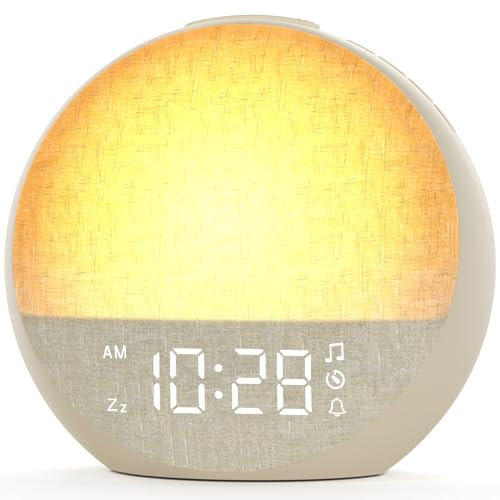 Sunrise Alarm Clock, White Noise Sound Machine with 30 Soothing Sounds, Dimmable Night Light, Natural Sunlight Lamp Gentle Wake Up Light for Bedrooms, Kids, Heavy Sleepers Adults, Baby, Ideal for Gift