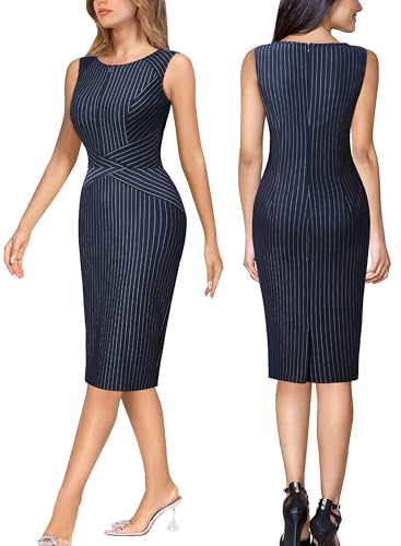 VFSHOW Womens Elegant Slim Front Zipper up Work Business Office Party Sheath Dress4