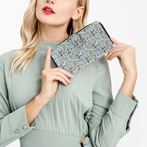 Image of COEQINE Ladies Wallets Pink Leopard Heart Black Printed Leather Phone Long Clutch Purses Check Coin Change Holder