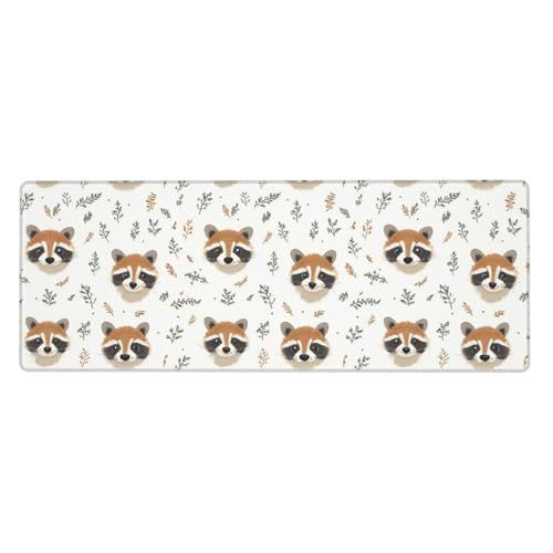 Tapis de souris grand motif raton laveur protège bureau anti glisse pour clavier