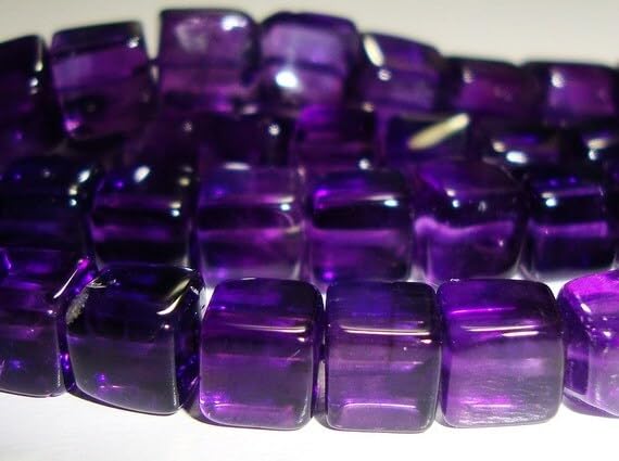 Améthyste perles cubes lisses 4.5-6mm pierre naturelle violette fil 8 pouces pour bijouterie
