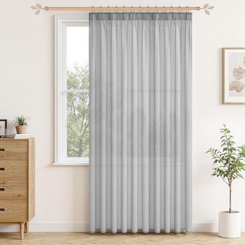 MRTREES Gardinen 200 cm breit Transparent Grau Extra Breite gardinen 160cm...