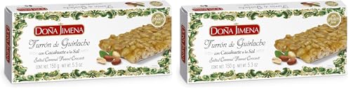DOÑA JIMENA - Turrón Guirlache de Cacahuete 150g, Miel y Sal, Crocanti, Sin Glúten, Calidad Suprema (Paquete de 2)