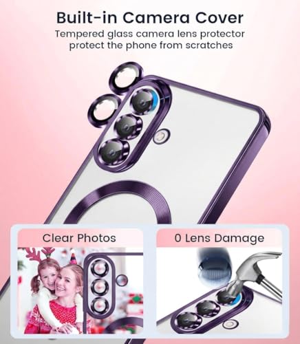 Image of VONZEE Clear Logo Electroplating Transparent Back Case for Samsung Galaxy A57 5G, Magnetic Plating Electroplate TPU Cover, Individual Camera Protection for Each Lens- Grey