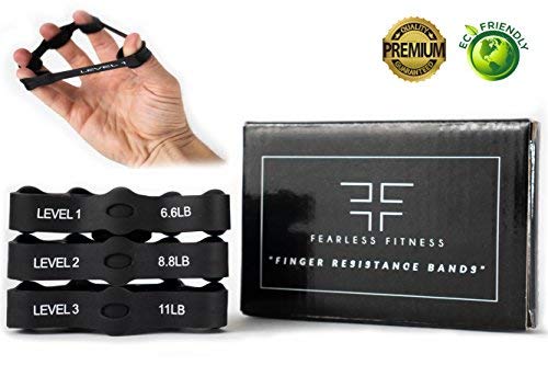 Hand Grip Strengthener and Finger Exerciser - Strength Trainer Resistance Bands that Strengthen the Forearm and Wrist - Best Workout Option for Guitar, Piano, Rock Climbing, Therapy and Stress Relief