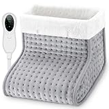 Biutee Calentador de Pies Eléctrico, Calentador Pies 10 Niveles de Temperatura 30-60℃ y Temporización de 45/90/120min, Calientapiés Eléctrico Cálido Lavable 90W, hasta Talla de Calzado 46 Gris Claro
