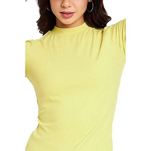 Image of Madame Solid Cotton Blend Womens Round Neck Top