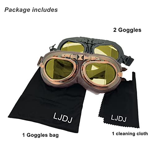 Image of LJDJ Motorcycle Goggles - Vintage Pilot Style Goggles Dirt Bike ATV Motocross Riding Offroad Eyewear Scooter Outdoor Sports Glasses Combat Tactical Goggles for Men Women Youth Adult