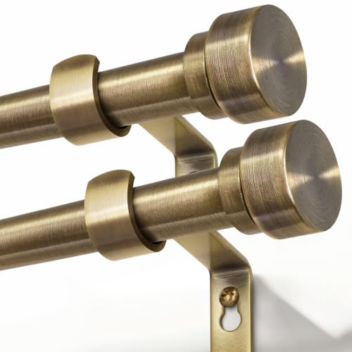 Oneach 2-Pack Antique Bronze Heavy Duty Curtain Rods for Windows 48 to 84 Inch, 1 Inch Pole Adjustable Curtain Rod with Easy Installation and Modern Design