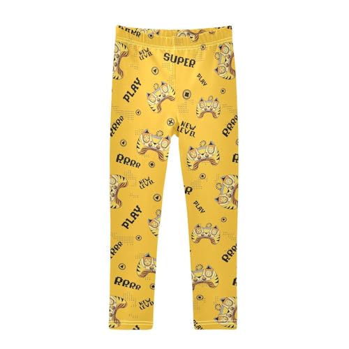 CaTaKu Girls Leggings Tiger Gamepad Cartoon Leggings for Girls Kids Athletic Workout Yoga Pants Size 4-10T