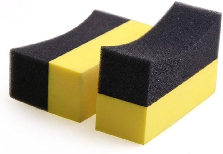 2Pcs Yellow Tire Contour Dressing Applicator Pads Color Polishing Sponge Wax Buffing Pads Shine Applicator Pads Body Repair Foam Car Wax Applicator Pad for Car Glass Painted Steel, Porcelain