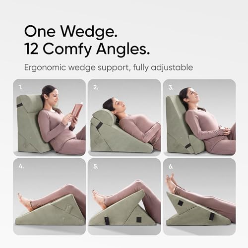 Image of Frido Adjustable Wedge Max Cushion, 12-Way Adjustable Pregnancy Pillow & Leg Elevation Pillow, Relieves Neck, Back & Shoulder Pain, Great for Reading, Sleeping & Relaxing | Sage Green