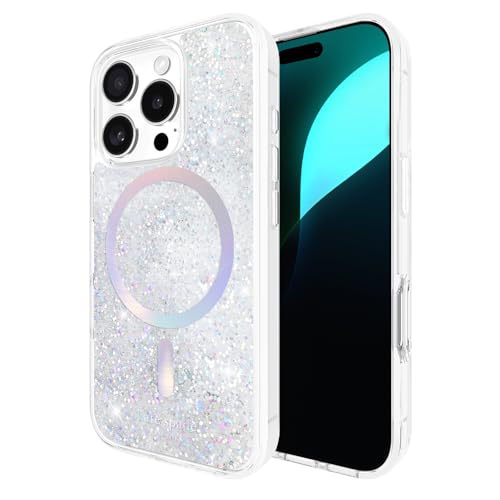 Image of kate spade new york iPhone 16 Pro Case - Liquid Glitter Iridescent | Compatible w /MagSafe - Lightweight Designer Case for iPhone 16 Pro w /Anti-Scratch Coating & Liquid Glitter Iridescent Design