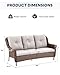 Outdoor Wicker Sofa-All Weather PE Wicker 3-Seats Outdoor Couch Outdoor Patio Couch for Deck Porch Lawn Garden Backyard-Brown/Beige