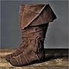 Medieval Boots Men's Medieval Boots Renaissance Pirate Costume Faux Leather Boot Halloween Viking Cosplay Shoes Back Knee High Fashion Boot Faux Leather Pirate Adult Fancy Dress Accessory #2