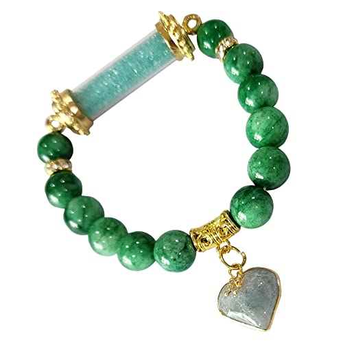 Image of Heavens Tvcz Buddha Bracelet with Thai Green Jade Healing Beads & Heart Pendant - Buddhist Lucky Charm Bangle for Love, Protection & Good Fortune