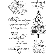 Merry Christmas Blessing Words Clear Stamps,Graceful Handwriting Tree Album Decorative Silicon Stamp Crafts,Clear Stamps for Card Making Decoration DIY Scrapbooking