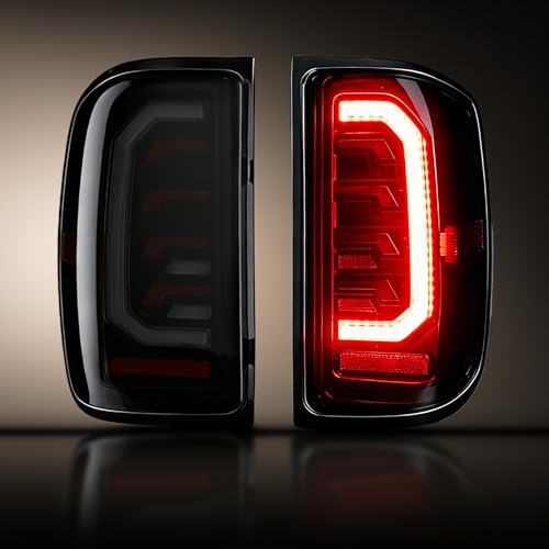 Animated Starting Sequence LED Tail Light Assembly Compatible for 2014-2018 Chevy Silverado 1500 2500HD 3500HD 2016-2018 GMC Sierra 3500HD Taillight Brake Lamp (Full Housing with Integrated Bulbs)