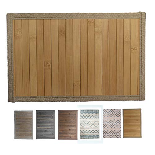 LucaHome – Alfombra bambú Uganda Ideal para Interior o Exterior, Alfombra bambú para Cocina, salón, despacho, Dormitorio con Cenefa, Alfombra de bambú Antideslizante (Natural, 160x230cm)