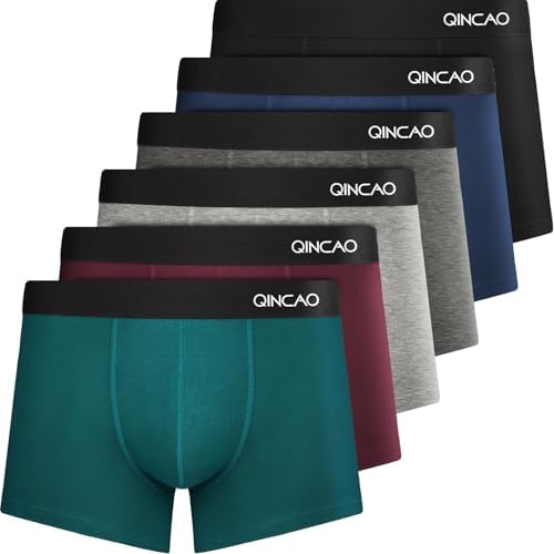 QINCAO Boxer Shorts Mens 6 Pack, No Itchy Labels, Cotton Underwea...