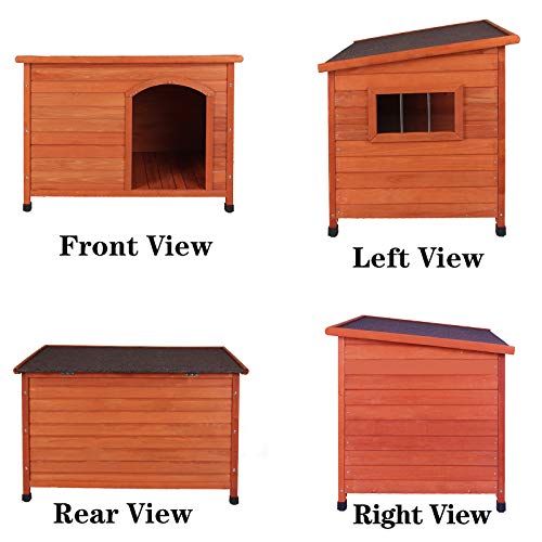 ROCKEVER Wooden Dog Houses for Large Dogs Outside, Large Dog House Outdoors Weatherproof with Door Insulated Autumn Blonde