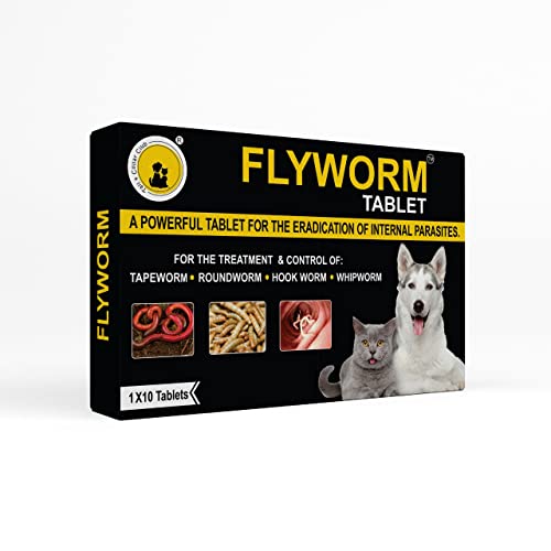Tail & Collar Club Herbal Flyworm Dewormer Tablets for Dogs Pets Deworming Formula Kills & Expels Parasites - 5 X 10 Tablets