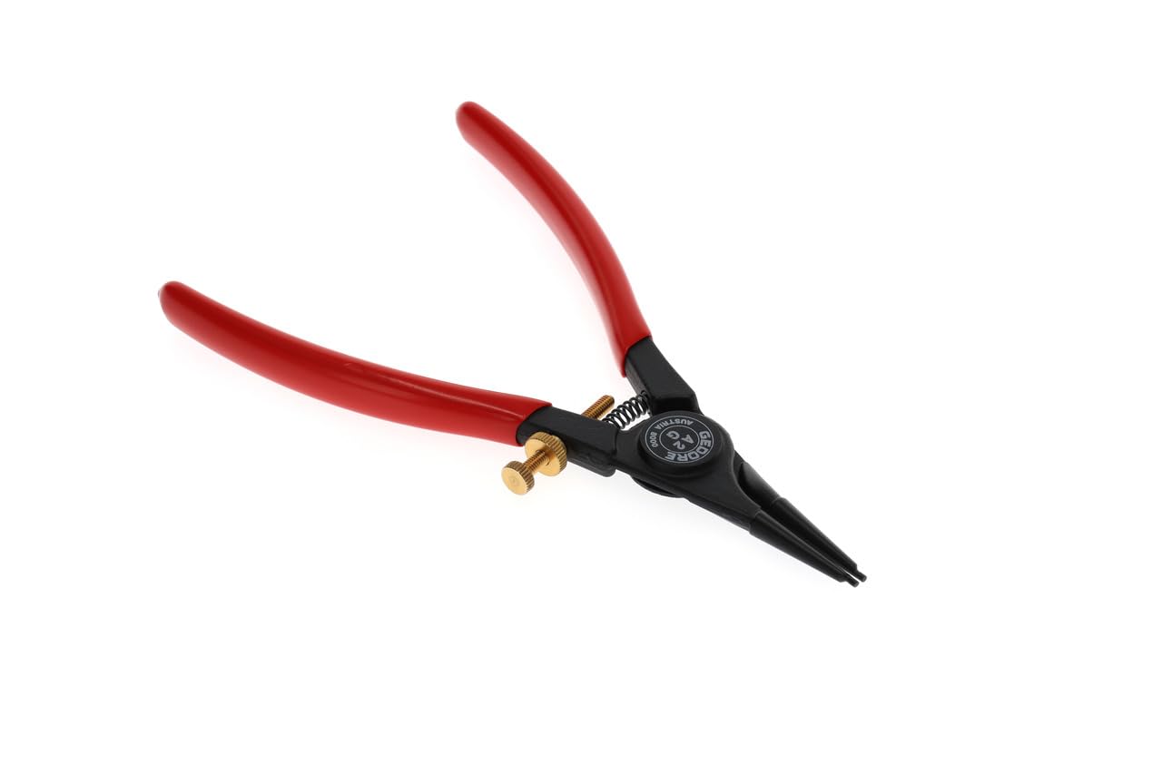 GEDORE Pinza di Montaggio per Anelli di Sicurezza Esterni, con Molla di Apertura e Vite di Regolazione, Pinza Seeger, Becchi Dritti, Diametro Punte 1.8 mm, 8000 A 2G