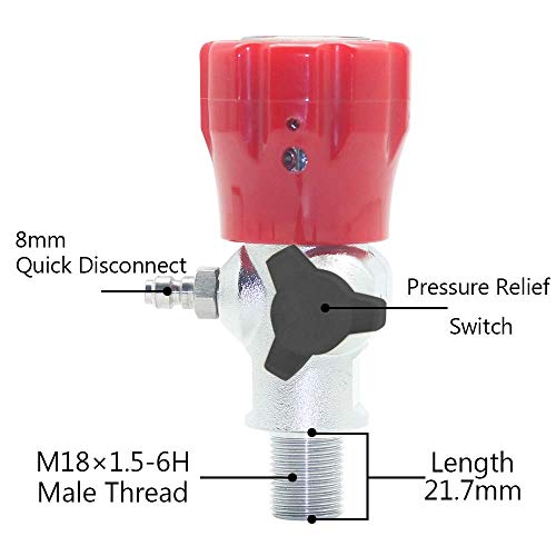 IORMAN Paintball CO2 Tank Compressed Air DIN Valve Gauge & Fill Station, 300bar/4500psi High Pressure, 8 mm Quick Disconnect Adapter, 24 Inch Charging Hose for PCP Game (Red) - Image 7