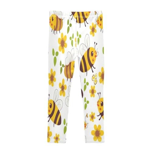 Toddler Girls Leggings Printed Yoga Pants Leggings Yellow Flower Bee for Kids2