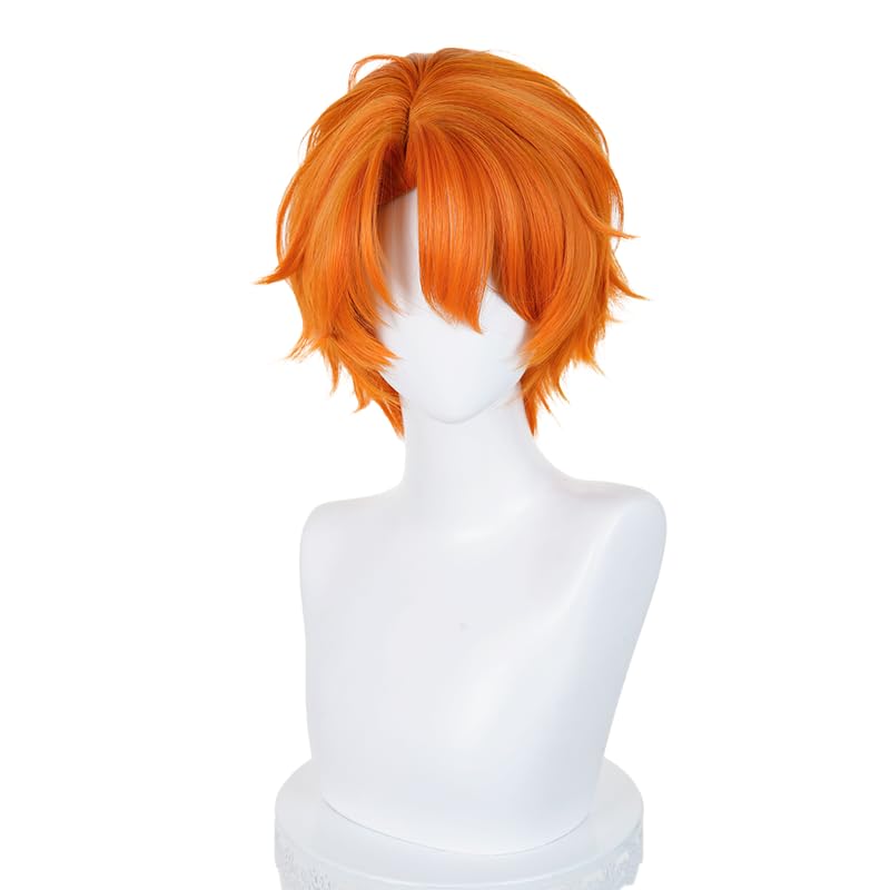 Image of LABEAUTE Unsex Cosplay Wig for Men Woman for Short Straight Cosplay Wig with Bangs for Anime Heat Resistant Hair for Party and Halloween (Short Orange Wig)