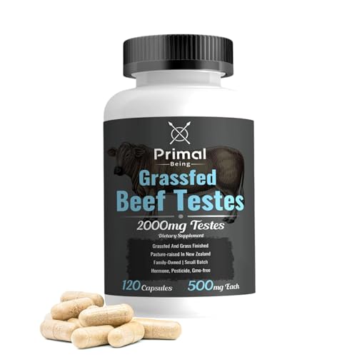 Primal Being Grassfed Beef Testes Capsules Nutrient-Dense Beef Organ Supplement for Men New Zealand Sourced 120 Capsules
