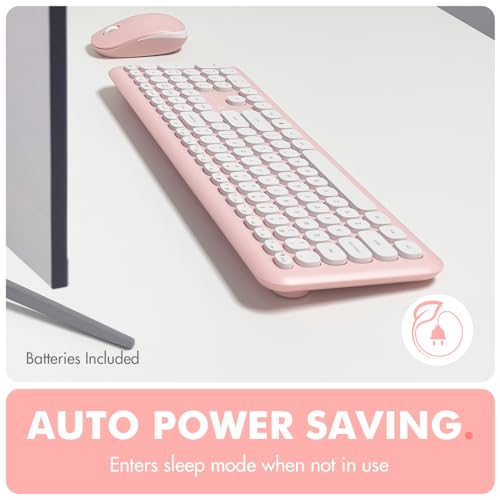 Image of X9 Performance - Colorful keyboard and mouse combo 2.4GHz wireless connectivity, transform your space with a cute wireless keyboard and mouse set (110 keys and 18 shortcuts) for PC and Chrome, Pink