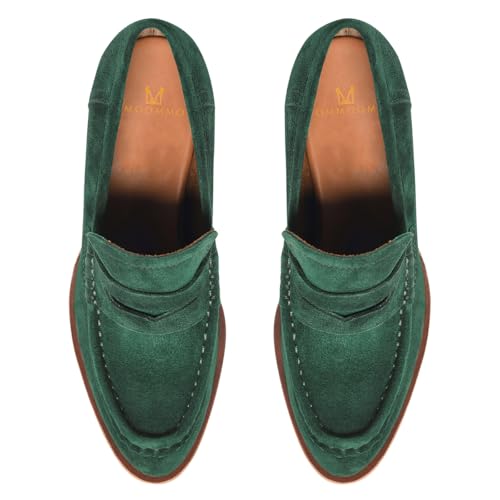 Image of MOOMMO Women Chunky Platform Loafers Pumps Round Closed Toe Slip On Penny Loafers Suede Block High Heels Oxford Shoes Formal Classic Thick Heel Dress Loafer Office Ladies Vintage Comfort 4-11 M US