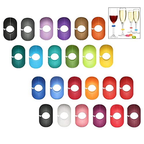 Jzhen 24 Pcs Marcadores de Silicona para Copa de Vino, Encantos de Copa de Vino, Identificador de Copa de Vino, Marcadores de Copa para Fiesta, Banquete, Barra Cover