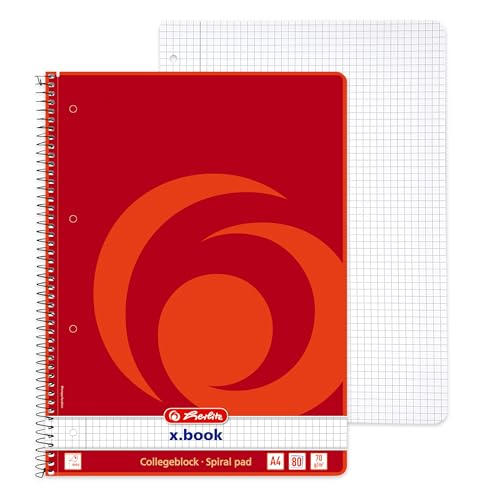Herlitz Collegeblock x.book A4, Lineatur 22, 80 Blatt, Rand innen, 5 Stück