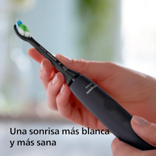 Philips Sonicare 4100 Cepillo dental eléctrico, para adultos, con 1 cabezal de cepillado sónico, W2 Optimal White en negro, estuche de viaje compacto y cargador USB, modelo HX3683/54 - imagen 2