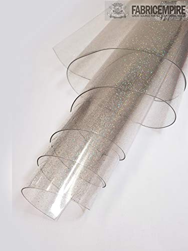 30 Gauge .8mm Jelly Transparent Sparkle Glossy Plastic Vinyl Fabric / 48" Wide/Sold by The Yard (Clear)