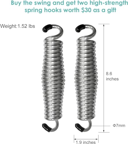 Wooden Porch Swing 2-Seater, Bench Swing with Cupholders, Hanging Chains and 7mm Springs, Heavy Duty 800 LBS, for Outdoor Patio Garden Yard (Cedar Tone - 4 ft.) - Thumbnail 6