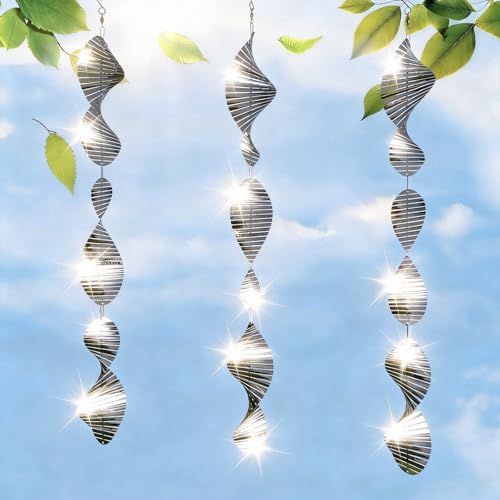 Bird Deterrents for Outside Patio, Bird Scare Devices Set Highly Reflective 3D Wind Spinners Outdoor Garden Decor, Bird Reflectors to Keep Birds Away Window Roof Yard Orchards Deck 9 Discs 3 Pcs