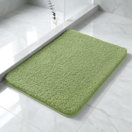 Kildoss Polyester Bath Mat 17"x24" Olive Green, Non-Slip Soft Shaggy Rug by Kildoss - Used condition - CA$16.80
