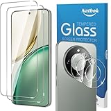 Natbok 2+2 Pi�ces Verre Tremp� pour Honor Magic 8 Lite 5G, 2 Protection d?�cran avec 2 Cam�ra Arri�re Protecteur, Sans Bulles Anti-Rayures Protection d?�cran pour Honor Magic8 Lite, Facile � Installer