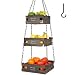 J JACKCUBE DESIGN Cesto di frutta da appendere in legno rustico a 3 livelli, frutta da cucina, organizer per riporre verdure, salva-spazio per controsoffitti, ganci in metallo resistente. MK1008A