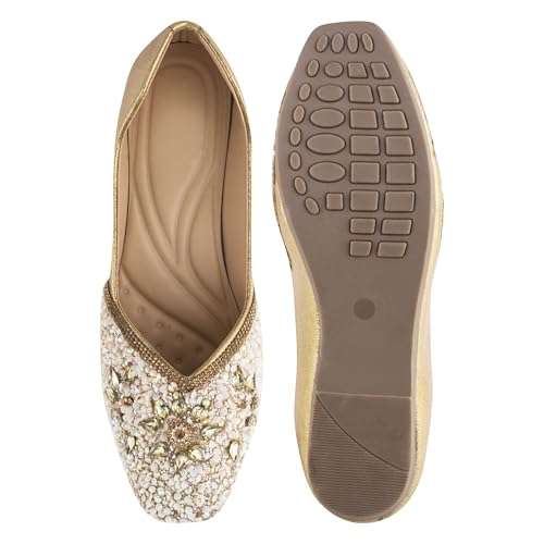Image of SilverArrow Alluring Emboidery with Stone Jutti Comfortable Flat Fancy Bellies for Womens and Girls